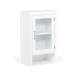 SIMPLIHOME Gatsby 28 inch H x 16 inch W Single Door Wall Bath Cabinet in Pure White with Storage Compartment and 1 shelf, for the Bathroom, Contemporary Modern