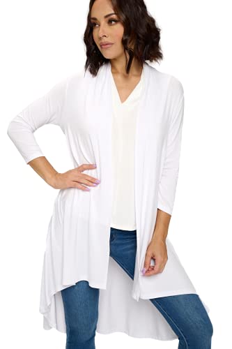 Image of Women's 3 /4 Sleeve Soft Open Front Casual Flowy Long Viscose Made from Bamboo Cardigan