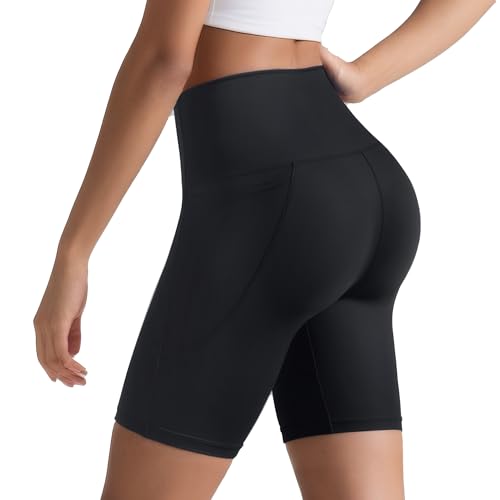 Womens ButterLuxe Biker Shorts 6Inches - High Waisted Elastic Workout Running Gym Volleyball Spandex Yoga with Pockets