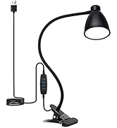 Semlos 38 LED Clip on Light, USB Desk Light, Reading Lamp for Bedroom Tabletop, 3 Color Modes 10 ...