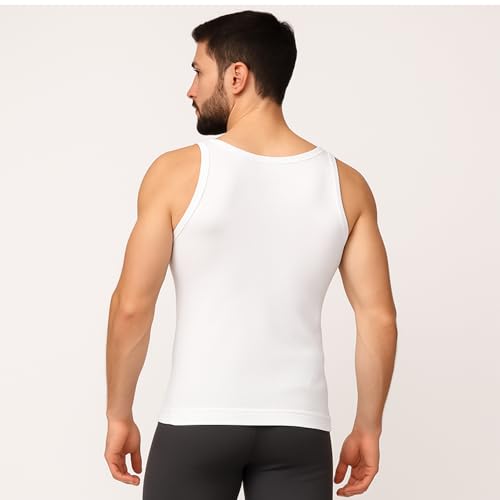 Image of FF Mens Cotton Compression Shirt Slimming Body Shaper Vest Sleeveless Waist Trainer Workout Tank Top Tummy Control Shapewear