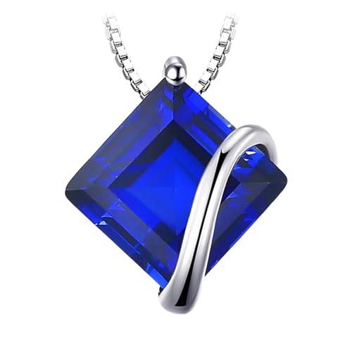 女性用スターリングシルバーネックレスペンダント,チェーンなしの宝石,925カラット,ブルー,サファイア,シルバー,宝石