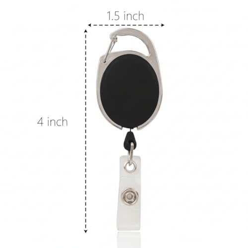 Image of AccuPrints Pack of 2 Oval Round Reel ID Card Holder, ID Badge Retractable Clip Badge Card Holders for Office Employees (2 Units, Black)