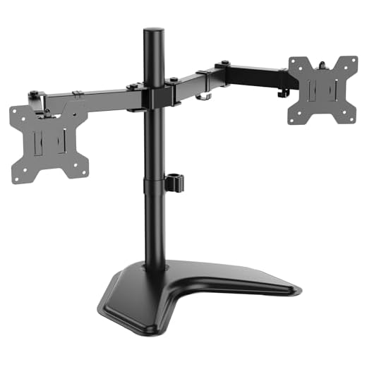 WALI Dual Monitor Stand, Free Standing Desk Mount for 2 Monitors up to 27 inch, 22 lbs. Weight Capacity per Arm, Fully Adjustable with Max VESA 100x100mm (MF002), Black