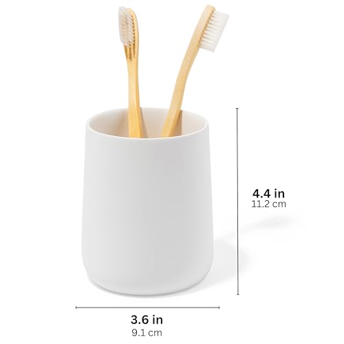 Yew-Design-Matte-White-Bathroom-Toothbrush-Holder-Cup-Round