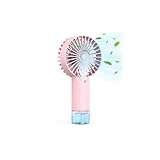 aupauter Portable Personal Misting Fan, Handheld Rechargeable Cooling Fan, 3-Speed, Suitable for Travel, Beach and Office Use Pink