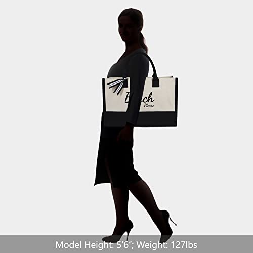 TOPDesign Beach Tote for Women, Canvas Bag for Beach Accessories, Travel Handbag for Holiday Vacation Weekend Getaway Short Trip, Personalized Birthday Gifts Present for Friend Her - Image 5