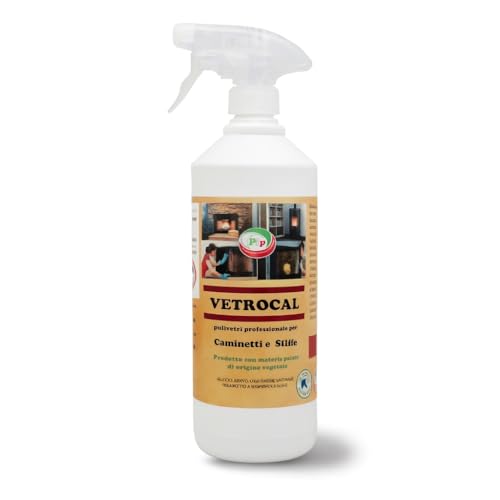 Pip Vetrocal Detergente Professionale per Vetri di Caminetti e Stufe, Formula Vegetale Naturale, Flacone Spray 1 Litro