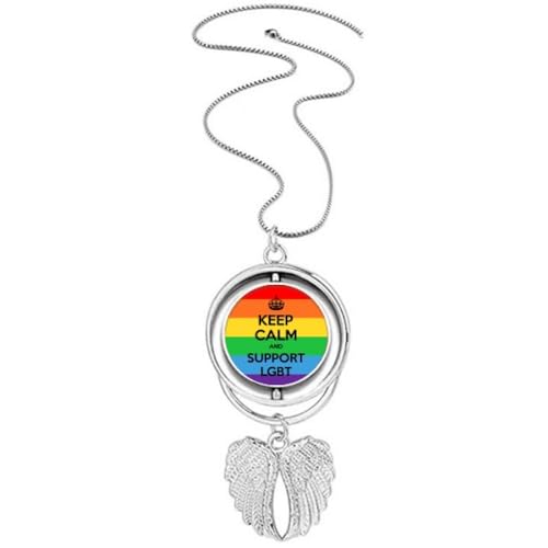 Pendentif drapeau transgenre en bijoux d'ailes d'ange rotatif haut de gamme