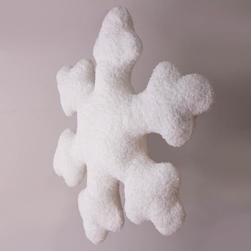 Weihnachtskissen Schneeflocke plüsch, Schneeflocken Kissen, Cute Pillow, Winter-Schneeflocken-förmiges Kissen, weiß-rosa, dekoratives Kissen, Plüsch Schneeflocke Weihnachten Plüsch Kissen (Weiß, 40cm) – Bild 4