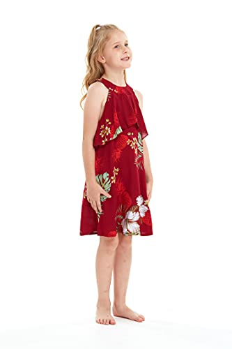 Image of Matchable Family Hawaiian Luau Men Women Girl Boy Clothes in Pineapple Garden Burgundy