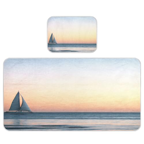 Takiito Ocean View with Sailboat Baby Cooling Mattress Pad, Soft & Breathable Cooling Mat Keep Baby Cool in Summer 28x52 in, Nursery Essential