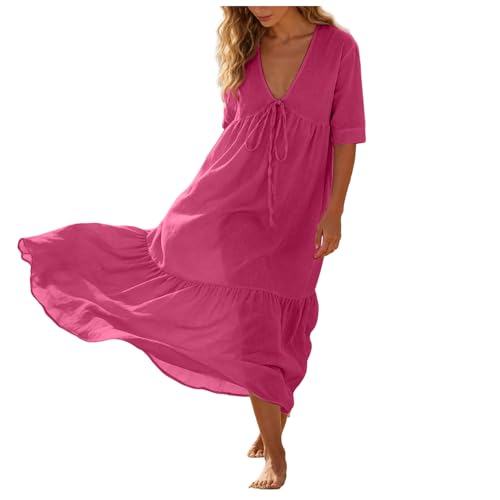 Robe décontractée chic en coton lin dissimulant les formes