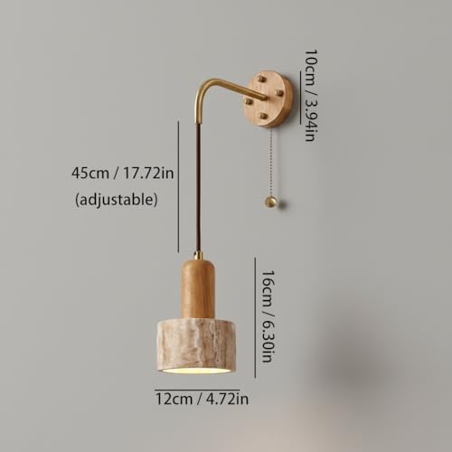 Lámpara de travertino para evitar la fatiga visual, aplique de pared nórdico con madera 6