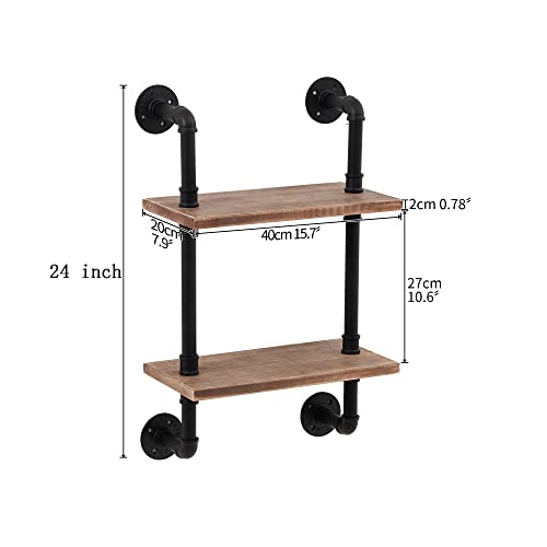 Rogmars Industrial Floating Shelves Pipe Shelving 24 Inch And 12 Inch For Bathroom #TOP2