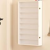 MJKQ9 ディスプレイケース 木製 階段状 壁掛け 50*8*65 展示ケース 収納ボックス 透明アクリル フィギュア収納 ホビー用 小物整理 収集品 商品展示 インテリア 防塵 防湿 防虫 ホワイト コレクションボード 収納ケース