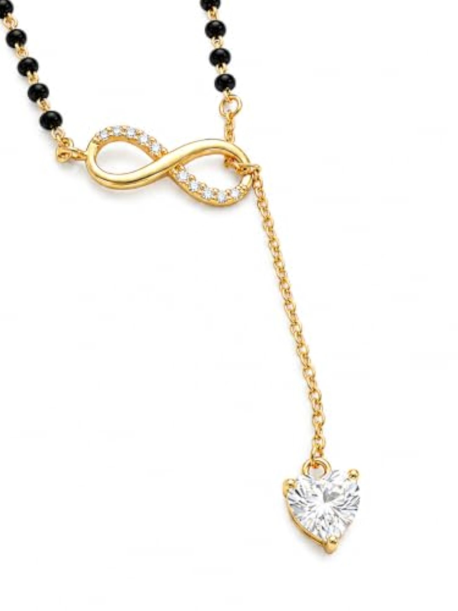 Women's 925 Sterling Silver Infinity Heart Drop Mangalsutra