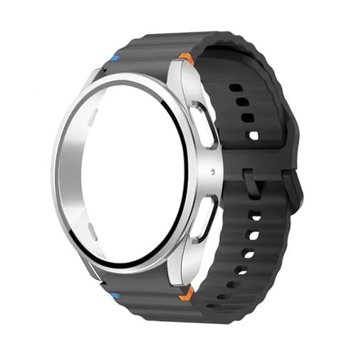 [YNHVCGX] Galaxy Watch 7 6 5 4 40mm 44mm ΉP[X+Xgbv VR ItBVoh PC veN^[ Jo[ op[ Galaxy Watch 6 ANZT[(2pack Black-Silver)