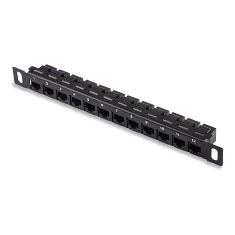 GeeekPi 12 Port Patch Panel, 0.5U CAT6 Network Patch Panel for DeskPi RackMate T1/T0/T2 Rackmount and 10 Inch Server Rack/Network Cabinet Cover