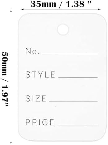 3000 PCS White Price Tags with Pre-Punched Holes, 1.94" x 1.38" Blank Kraft Paper Labels for Jewelry, Clothing, Retail, Shoes, Stationery, Crafts, Store Display and Merchandise Labeling