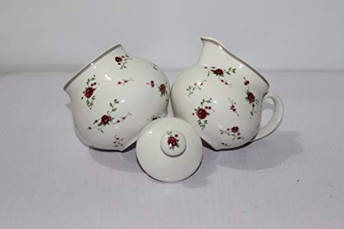 Lonovel Cream & Sugar Sets With Lids Porcelain Vintage Floral Sugar Bowl And Creamer Set In Beige Ceramic Sugar And Creamer Sets For Home And Kitchen Dining Serving,Rose #TOP3