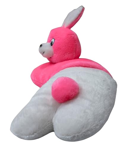 Image of Tickles Bunny Soft Stuffed Plush Animal Bolster Pillow Cushion for Kids Boys & Girls Birthday Gift (Size: 40 cm Color: Pink & White)