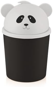 Panda Çöp Kovası, 2.5 Litre Kapasite, Plastik Malzeme, Siyah Beyaz, Kompakt Tasarım, 12.5 x 12.5 x 20.5 cm, Ev Ofis Mutfak için - Görsel 2