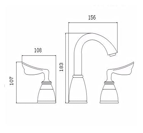 Ensemble de robinets de toilettes mitigeur large 8 pouces doré