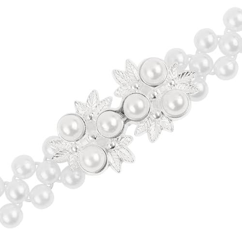 Women's Pearl Belt Crystal Rhinestone Retro Elastic Thin Waist Belt for Wedding Dress2