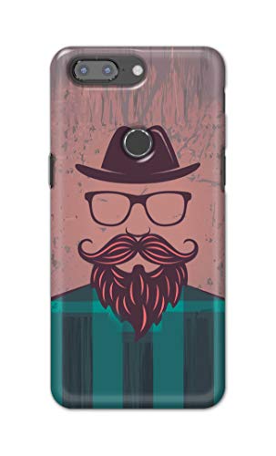 Image of PRINTFIDAA Man Icon with Beard Shirt Hipster Printed Designer Hard Case for OnePlus 5T Back Cover -(e) RPM1001