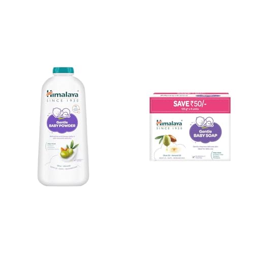 Image of Himalaya Baby Powder, 400 G And Gentle Baby Soap 125G - Value Pack Of 4