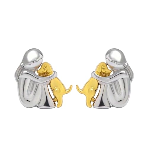 Collier/Boucles d'oreilles avec pendentif fille caressant un chien/Boucles d'oreilles en édition limitée symbole d'amitié bijoux élégants pour accessoires d'animaux pour les amoureux des animaux
