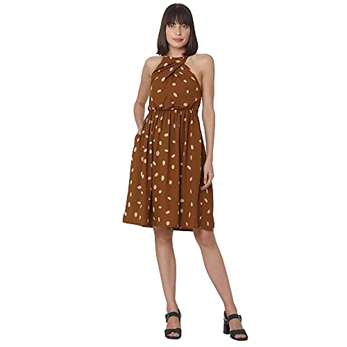 Image of Vero Moda Women's Rayon Fit and Flare Knee-Length Casual Dress