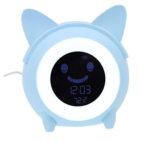 Réveil bleu enfant pour ne plus rater l'école avec horloge et veilleuse
