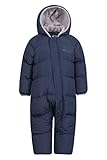 Mountain Warehouse Frosty Kids Junior Padded Snowsuit - Puffer Jacket with Central Zip, Hand & Foot Cuffs, Fleece Lined - Autumn Winter Travelling & Outdoors Navy Baby Size 6-12 Months