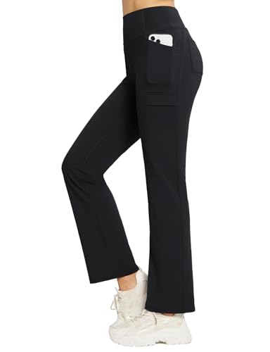 baleaf Women's Fleece Lined Pants Yoga Pants Warm Thermal Winter High Waisted Straight Leg Leggings with 6 Pockets