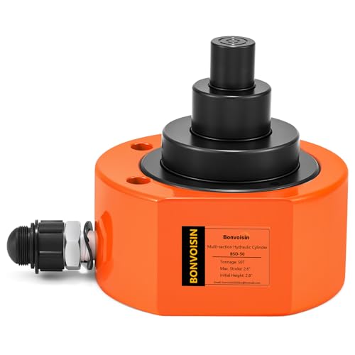 Image of Hydraulic Ram Jack 50T Low Profile Porta Power Cylinder Multi-Section 2.56 inch Stroke Lifting Cylinder for Machinery Shipbuilding Bridge Construction