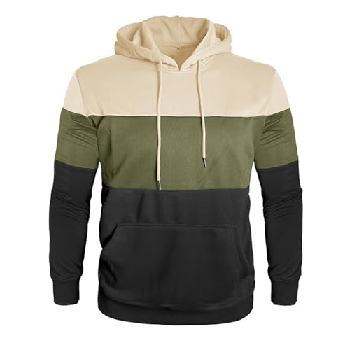 Hoodies for Men Color Block Pullover Fall Casual Long Sleeve Hooded Sweatshirt with Pocket2