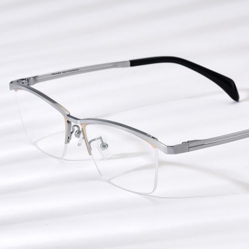 Image of FONEX Pure Titanium Glasses Frame Men Semi Rimless Square Eyeglasses Eyewear DTX416