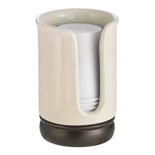 iDesign York Ceramic Disposable Paper and Plastic Cup Dispenser Holder for Master, Guest, Kids' Bathroom Vanity and Countertops, 2.75