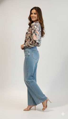Image of Amazon Brand - INKAST Women Abstract Floral Printed Spread Collar Long Sleeves Casual Cami Shirt