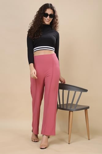 Image of Women's Polycotton Comfort Fit Straight Trousers - Lightweight, Flexible & Skin-Friendly Pants for Work, Travel & Casual Style