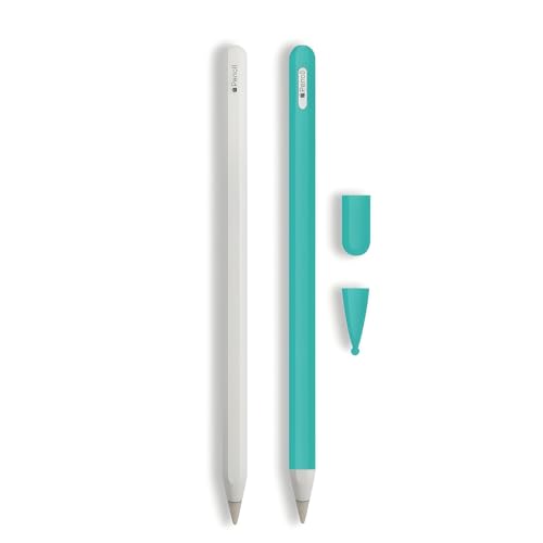 Image of Silicone Case for Apple Pencil Pro & Apple Pencil 2nd Generation, Light Pen Skin Cover Sleeve Accessories Soft Protective iPad Pencil Grip Holder with 2 Nib Covers, Mint Green