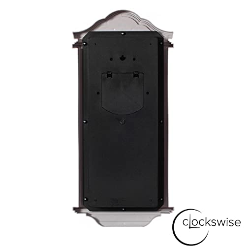 Quickway Imports Vintage Grandfather Wood - Looking Plastic Antique Pendulum Wall Clock for Living Room Decor, Kitchen, Office, Or Dining Room, Silent Wall Mount Battery-Operated, Large Brown