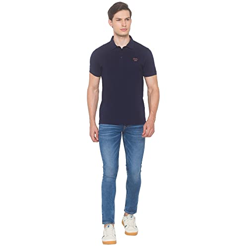 Image of Spykar Men's Embellished Slim Fit Polo T-Shirt
