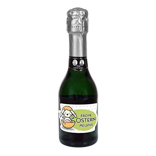 Herz & Heim® Piccolo Käfer Secco Frizzante 0,2l Ostergeschenk mit Namen im Etikett und Osterhase