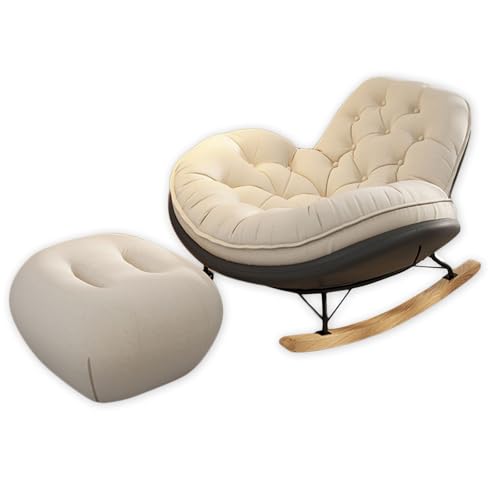 Indoor Rocking Chair with Foot Rest - Cozy Arm Chair and Ottoman Set for Bedroom, Nursing, Living Room - Comfortable Reading Chair Color