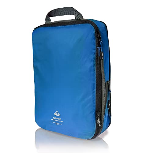 Outdoor Panda Ultraleichte Packtaschen mit Kompression - Wasserabweisende Packwürfel für Rucksack und Koffer - Compression Packing Cubes als Gepäck Organizer und Kleidertasche | Größe L | Blau thumbnail