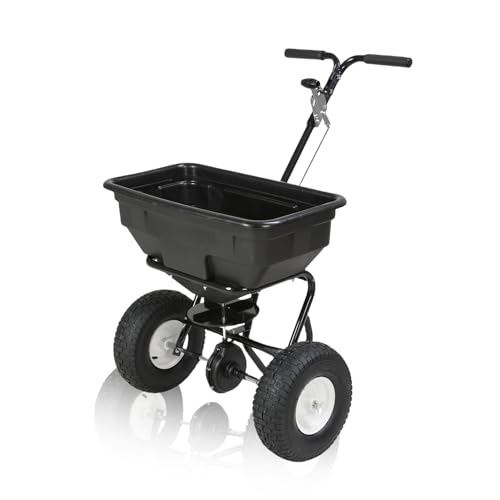 Esparcidor manual para semillas y sal, ruedas de goma miniatura 1