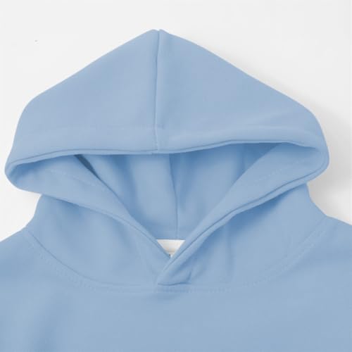 Kids Pullover Hoodies Plain Cute Hoodie Sweatshirts Oversized Thin Lightweight School Tops (Sky Blue, 11-12 Years)4